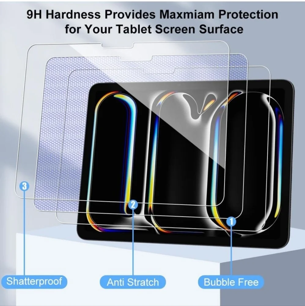 Tempered Glass Screen Protector for iPad Pro  M4 2024. 2 Pack NWT